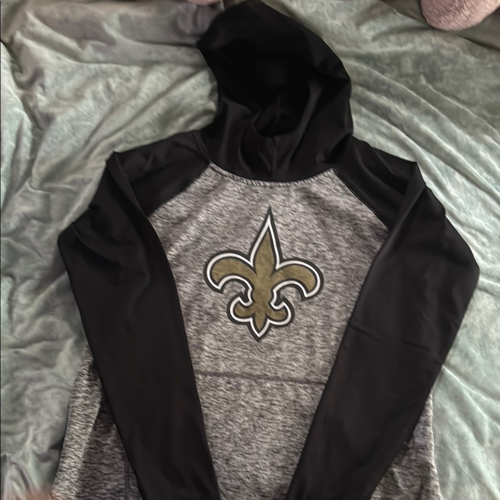 New Orleans Saints-Women's Black and Gray long sleeve Hoodie